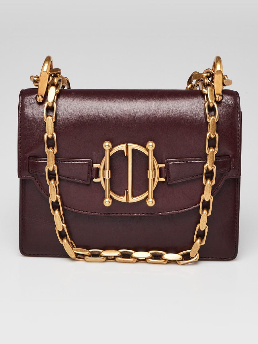 Christian Dior Burgundy Calfskin Leather Diordirection Flap Bag