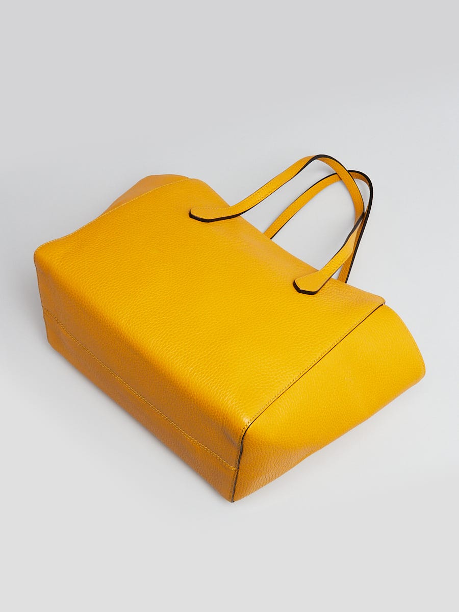 Gucci Yellow Pebbled Calfskin Leather Small Swing Tote Bag