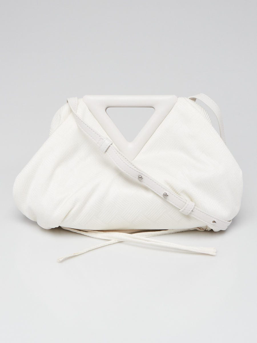 Bottega Veneta White Increcciato Fabric The Point Triangle Bag