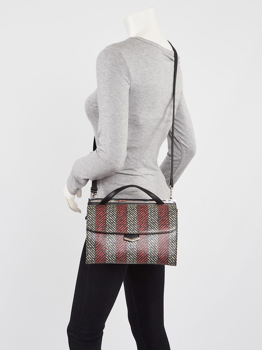Fendi Black/Red/White Striped Saffiano Leather Demi Jour Shoulder Bag 8BT222