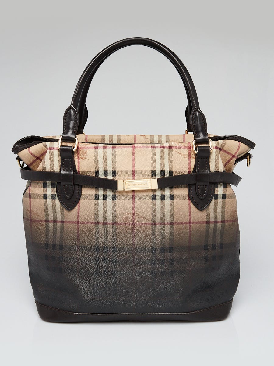Genuine Burberry canvas and leather travel tote bag with leather strap