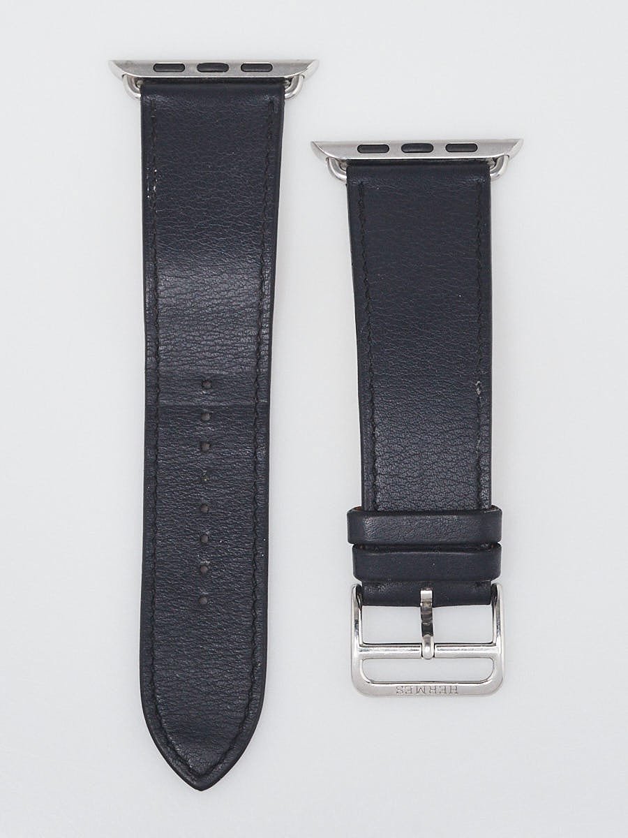 Hermes 42mm Black Swift Leather Apple Watch Strap
