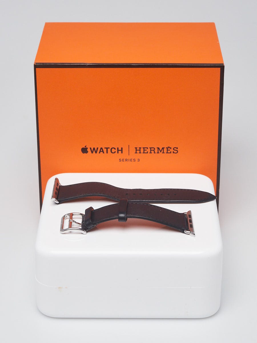 Hermes 42mm Black Swift Leather Apple Watch Strap