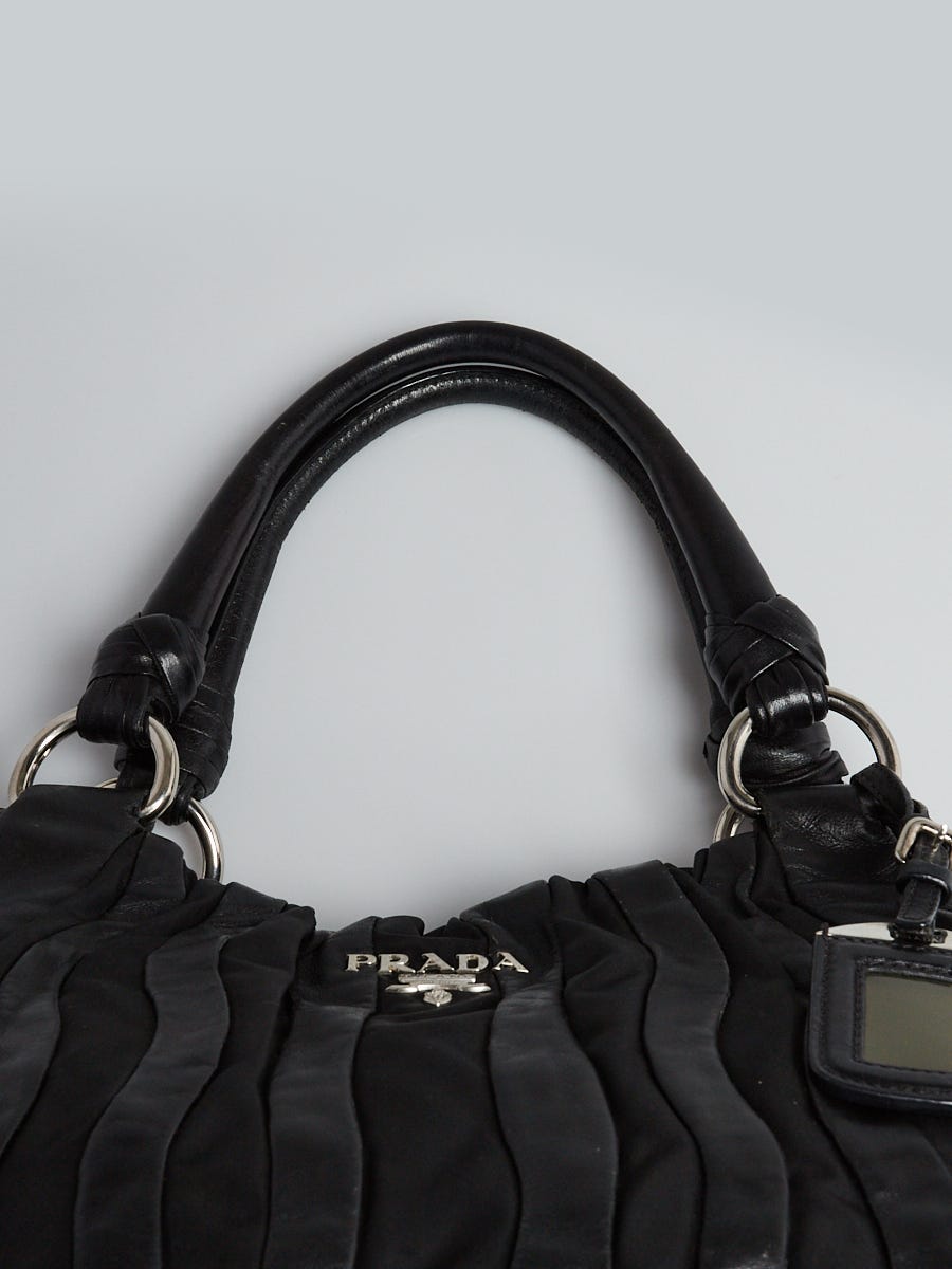 Prada Black Patent Leather Stripes Tote Bag BL0560 - Yoogi's Closet