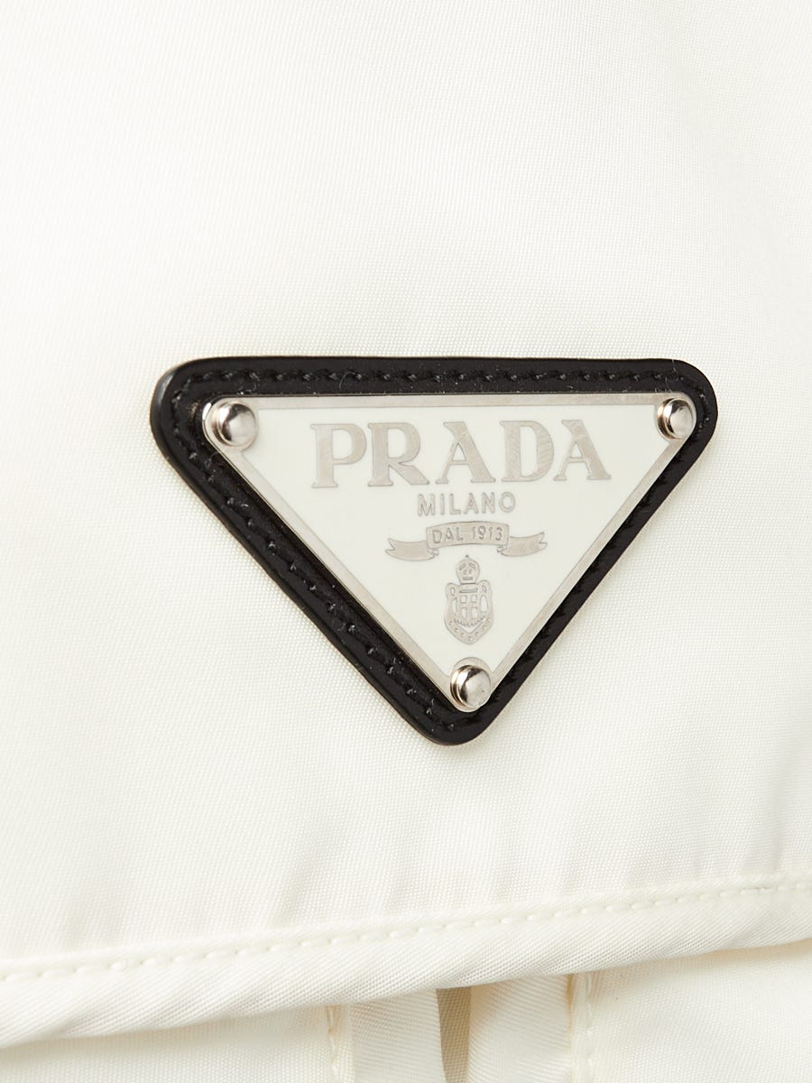 White Calfskin Small The Point Triangle Silver Hardware