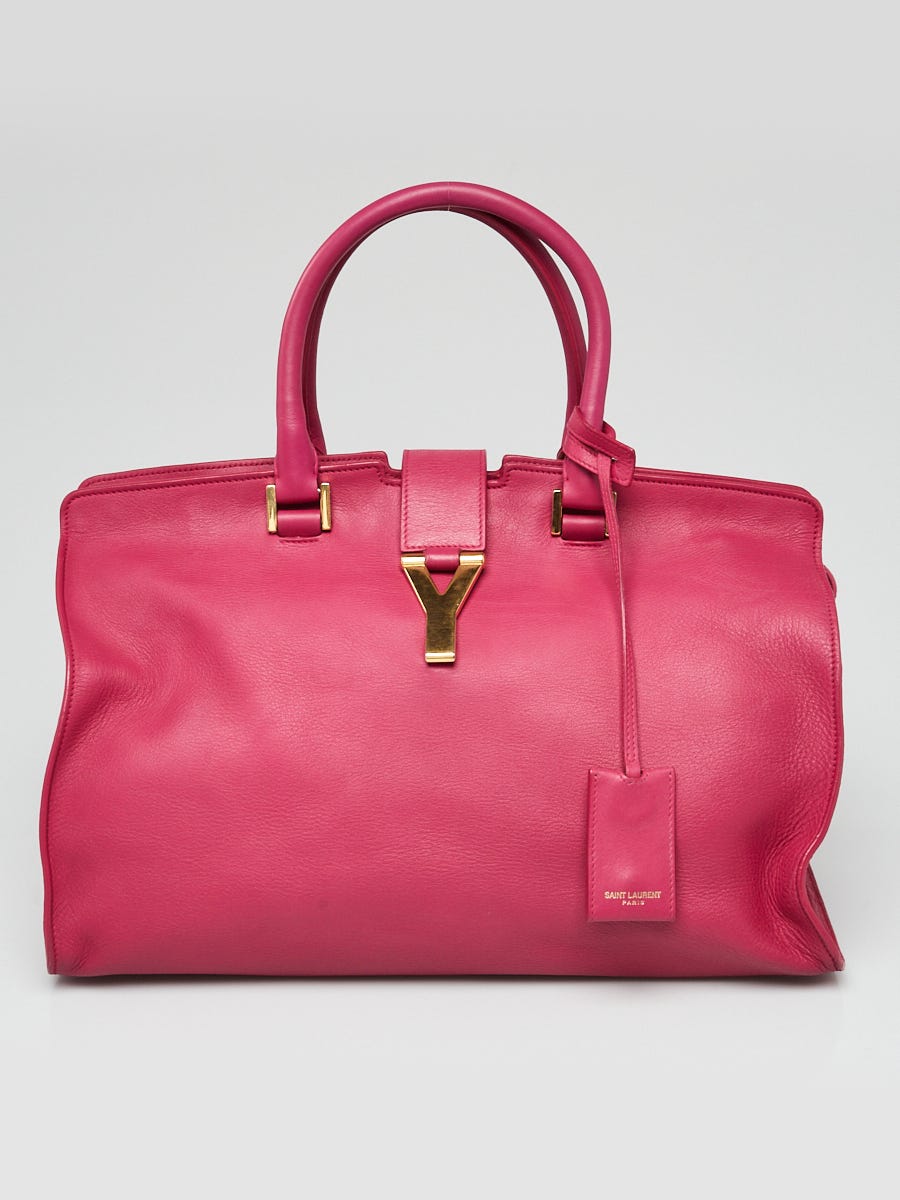 Saint Laurent Fuchsia Calfskin Leather Classic Medium Y Cabas Bag