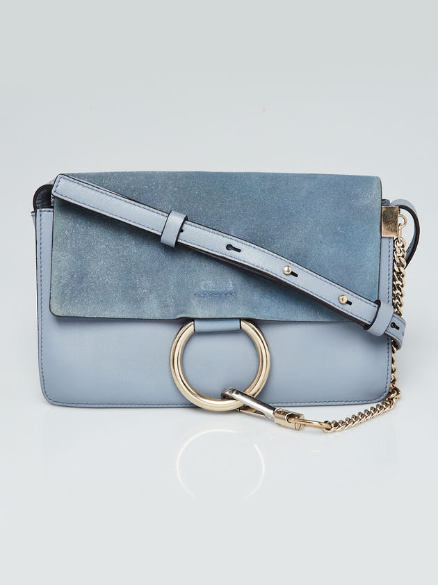 Chloe Blue Leather Small Faye Shoulder Bag