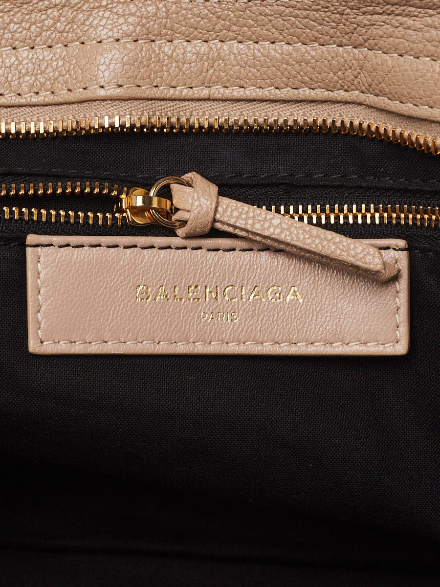 Balenciaga Latte Grained Chevre Leather Metallic Edge Motorcycle