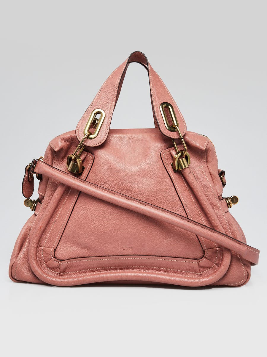 Chloe Pink Pebbled Calfskin Leather Medium Paraty Bag