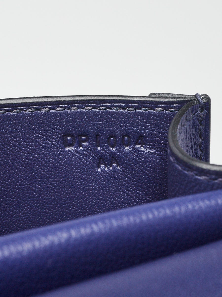 Hermes 21cm Blue Encre Evercolor Leather Gold Plated Verrou