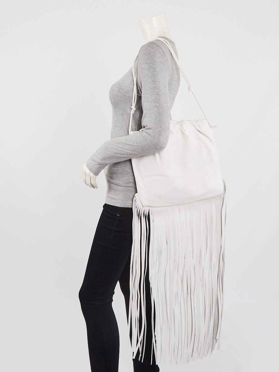 White leather fringe purse sale