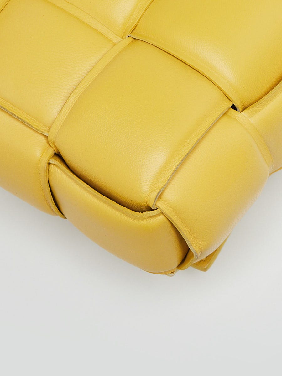 Bottega Veneta Yellow Woven Leather Maxi Weave Padded Cassette