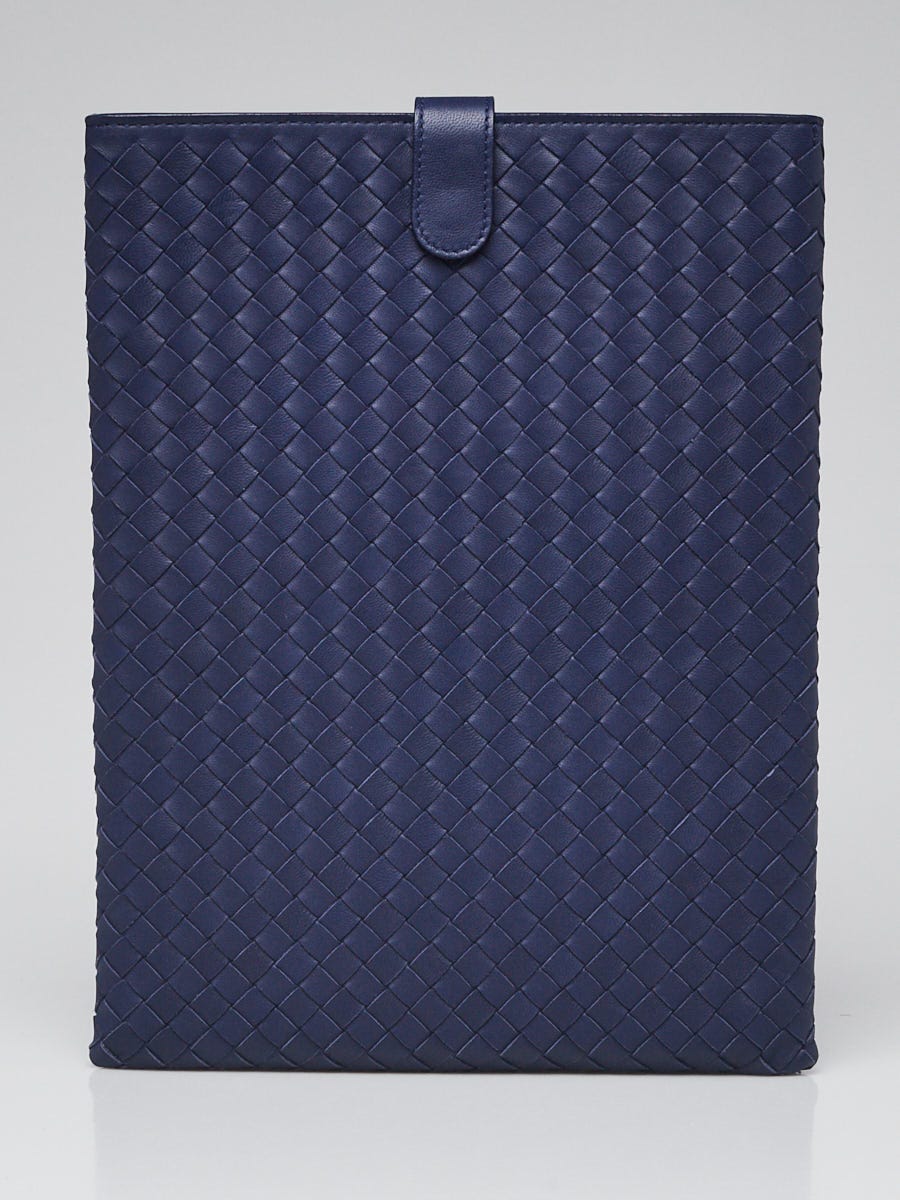 美品✨BOTTEGA VENETA iPadケース　ネイビー　レザー Bottega Veneta Blue Intrecciato Woven Nappa Leather iPad Case