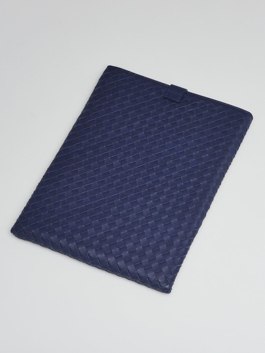 Bottega Veneta Blue Intrecciato Woven Nappa Leather iPad Case
