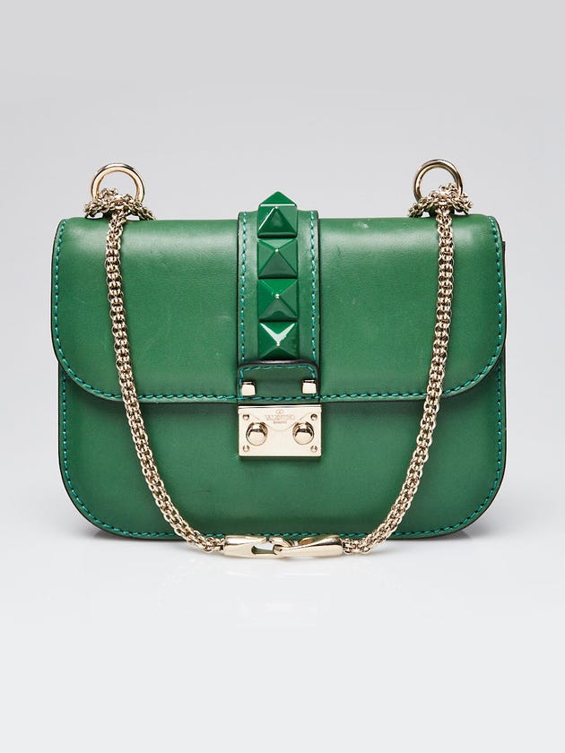 Valentino Green Leather Glam Lock Small Flap Bag