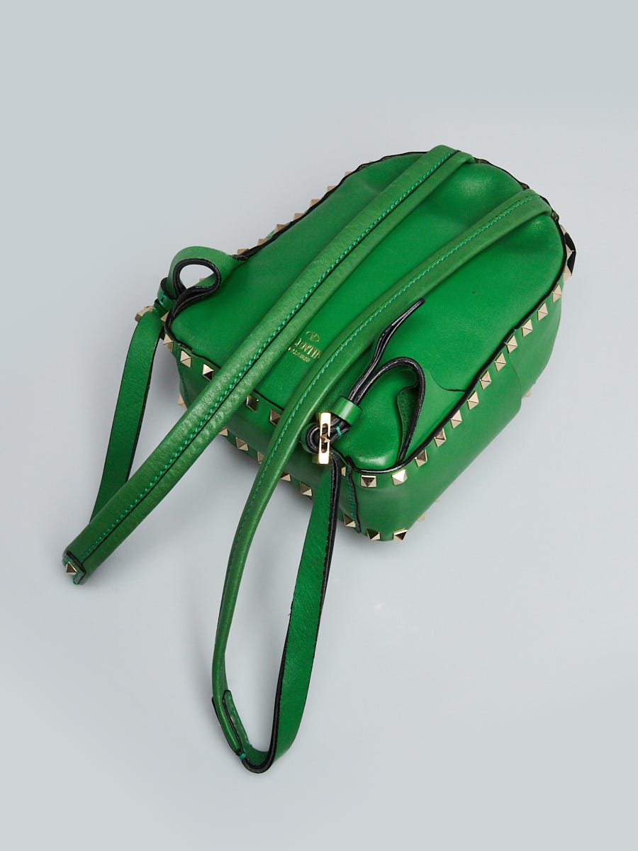 Valentino Green Smooth Leather Rockstud Mini Backpack Bag