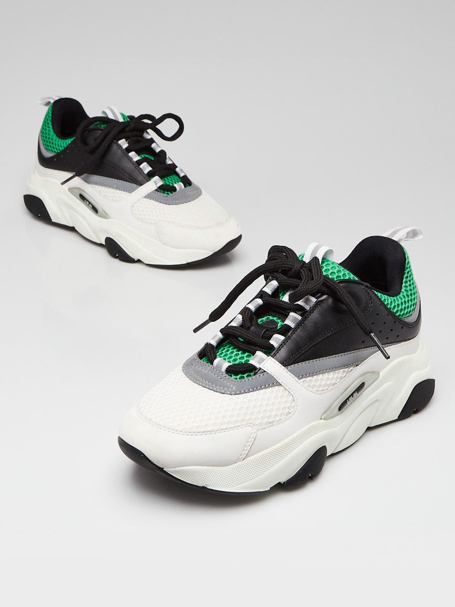 Christian Dior White/Black/Green Technical Fabric/Leather B22 Sneakers Size  8.5/39 - Yoogi's Closet