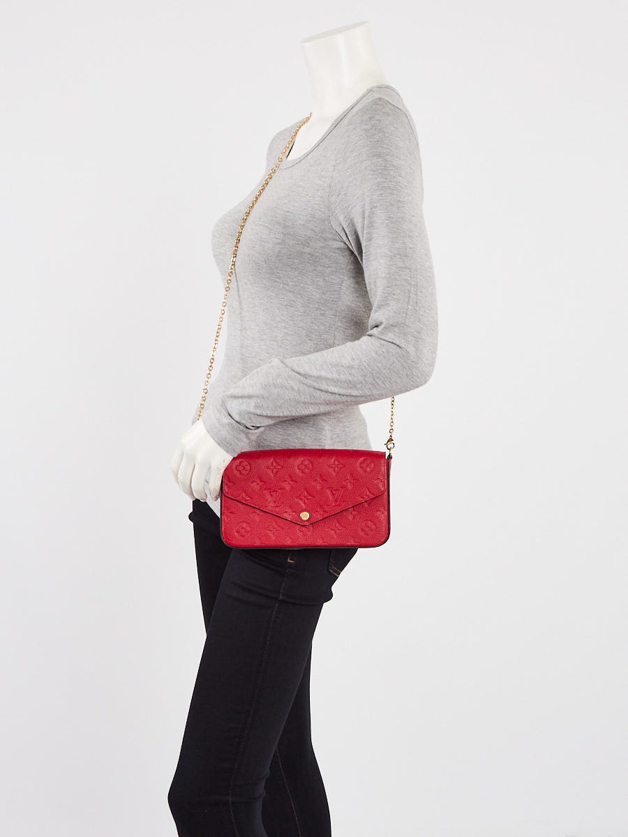 Louis Vuitton Handbag Felicie Pochette Scarlet M63700. 3 Pc Set