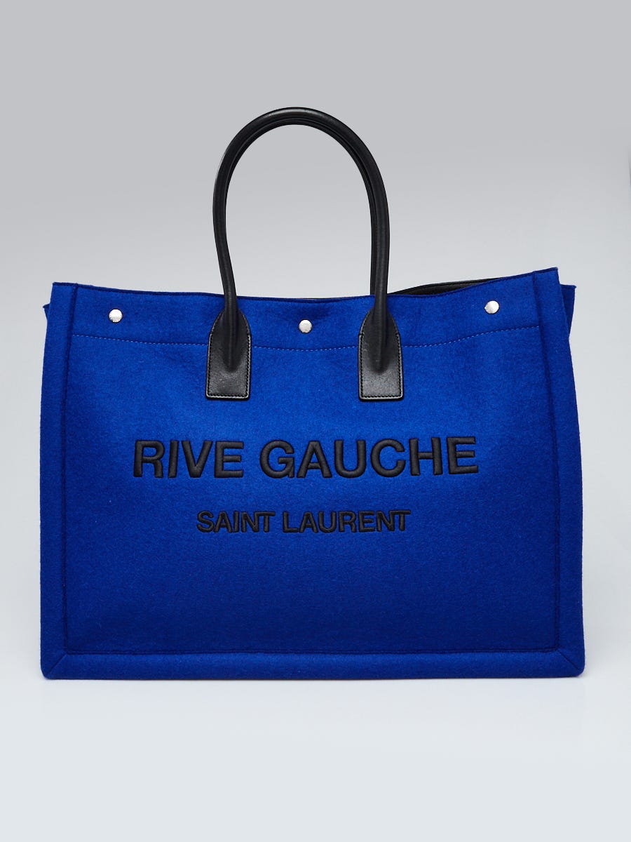 Yves Saint Laurent Electric Blue Wool And Leather Rive Gauche Tote Bag -  Yoogi's Closet