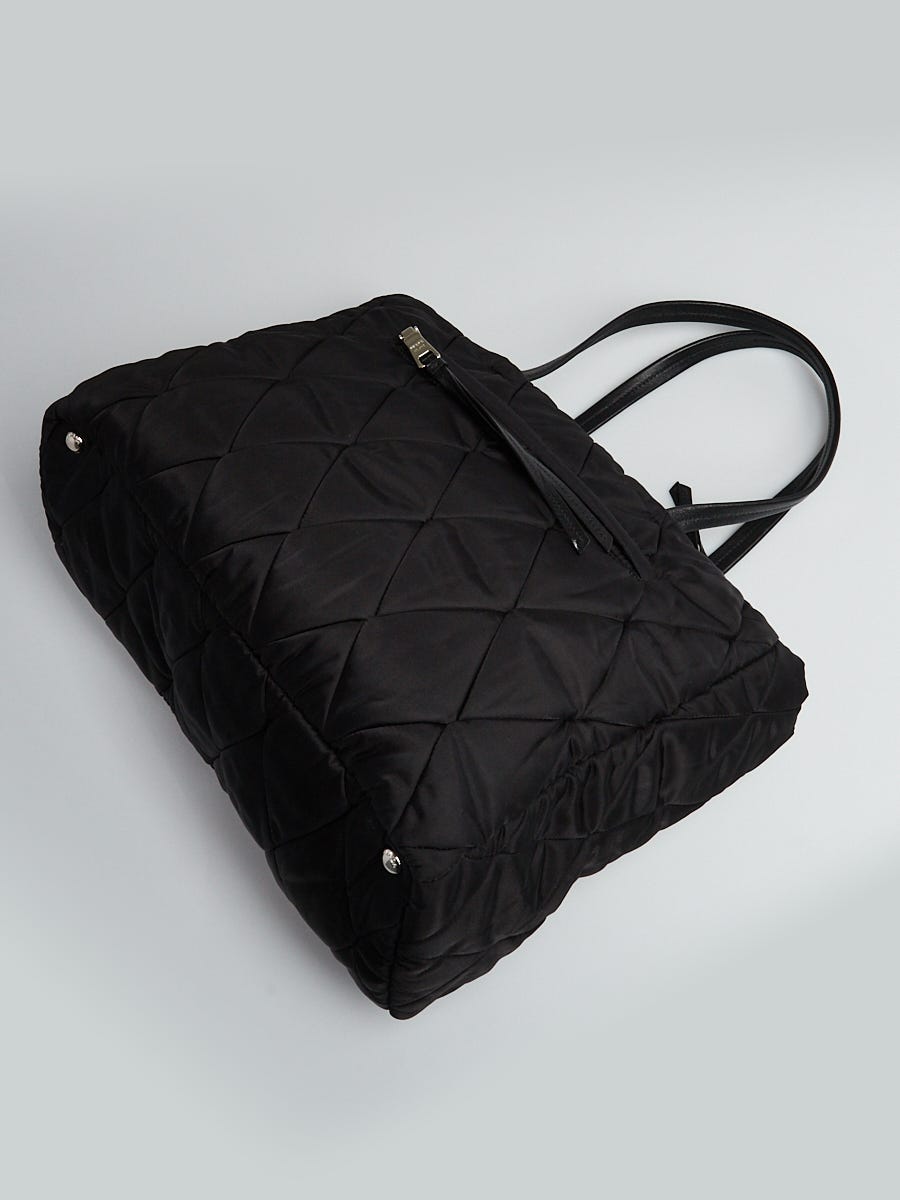 Prada Black Quilted Re-Nylon Zip Tote Bag | Yoogi's Closet