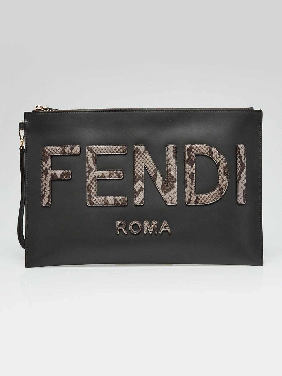Fendi Roma Flat Large Leather Pouch