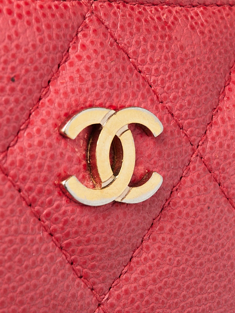 Chanel Pink Quilted Caviar Leather L-Gusset Zip Wallet