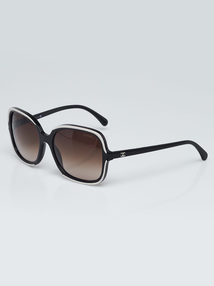 Chanel Black/White Acetate Frame Oversized Sunglasses-5319