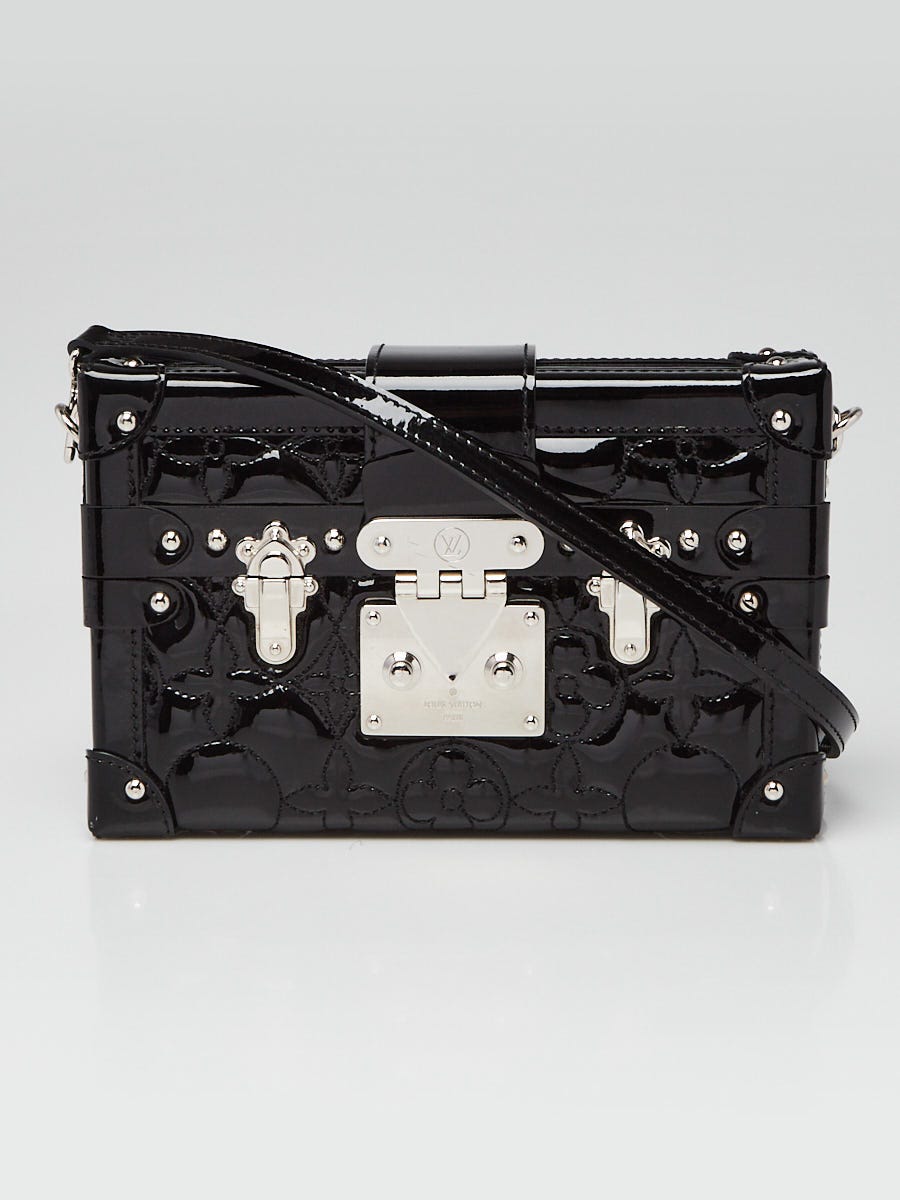 Louis Vuitton Black Fleur Monogram Vernis Petite Malle Bag