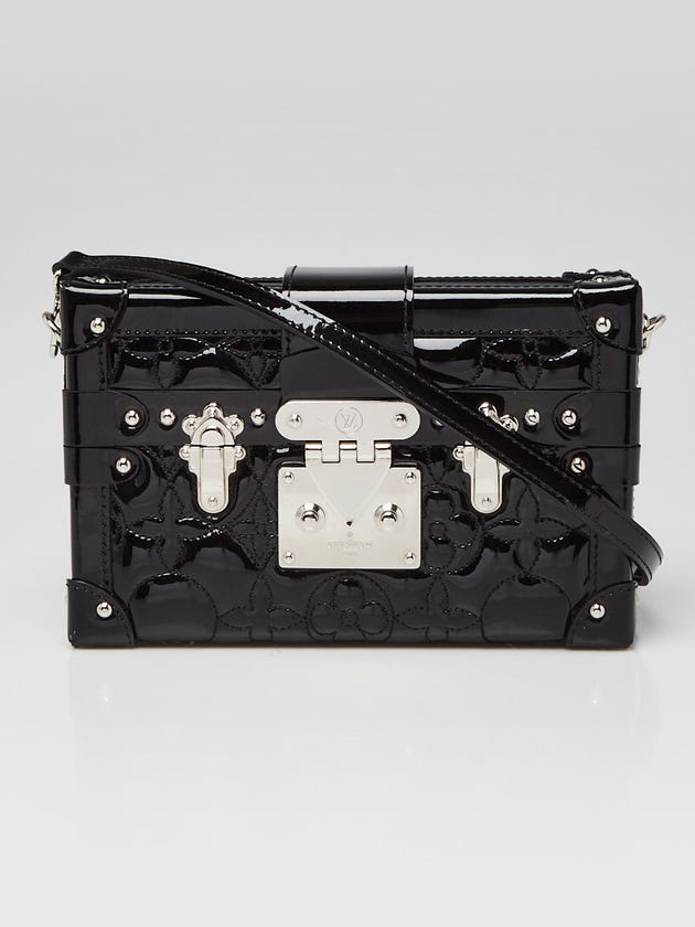 Louis Vuitton Black Fleur Monogram Vernis Petite Malle Bag