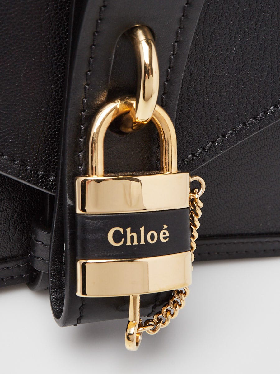 Chloe Motty Black Goatskin Leather Aby Lock Chain Crossbody Bag
