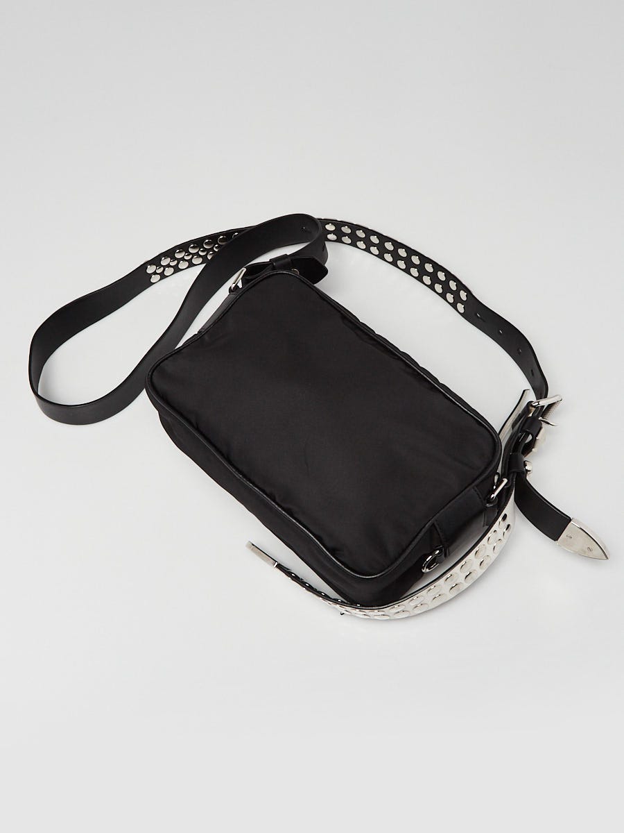 Prada New Vela Nylon Belt Bag W/ Studs in Black
