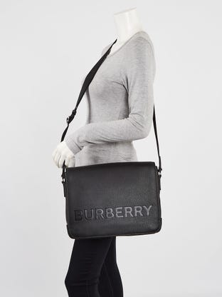 Burberry Black Embossed Check Leather Dewsbury Tote Bag