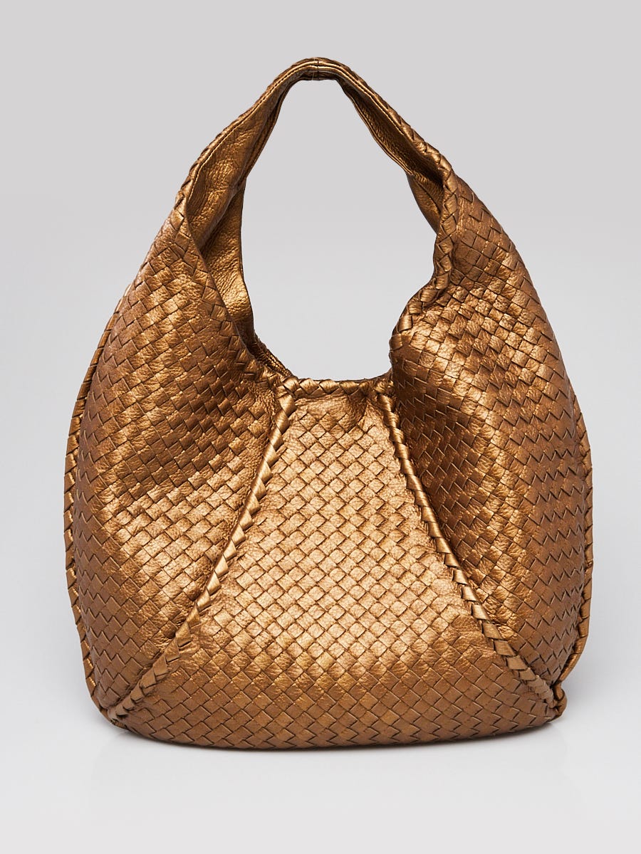 Bottega Veneta Bronze Cervo Intrecciato Woven Nappa Leather Large