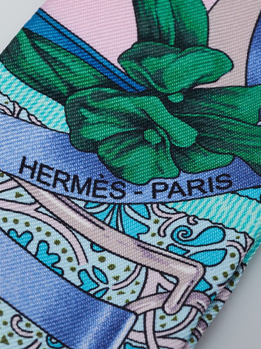 Hermes Silk Twilly Scarf Grand Manege with Round Twilly Box