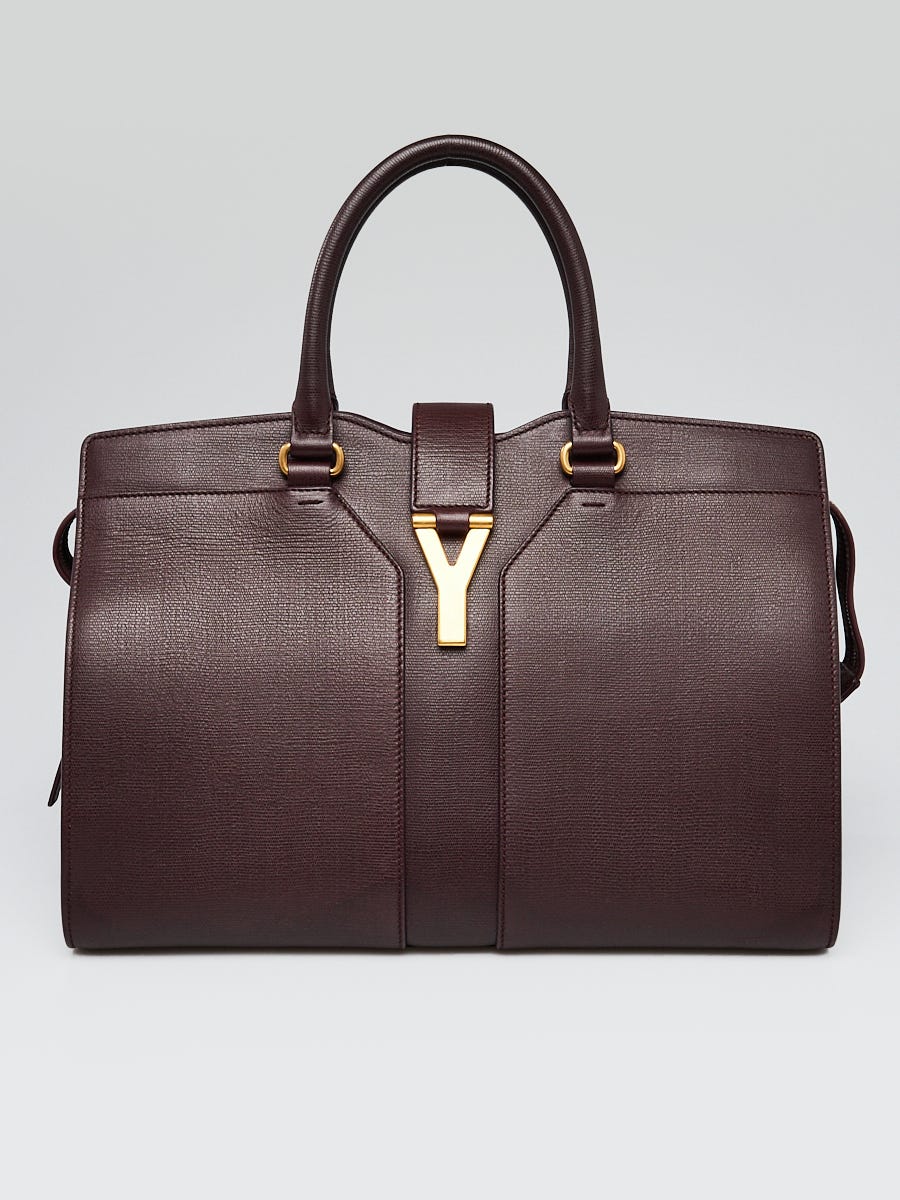 Yves Saint Laurent Burgundy Leather Medium Cabas ChYc Bag