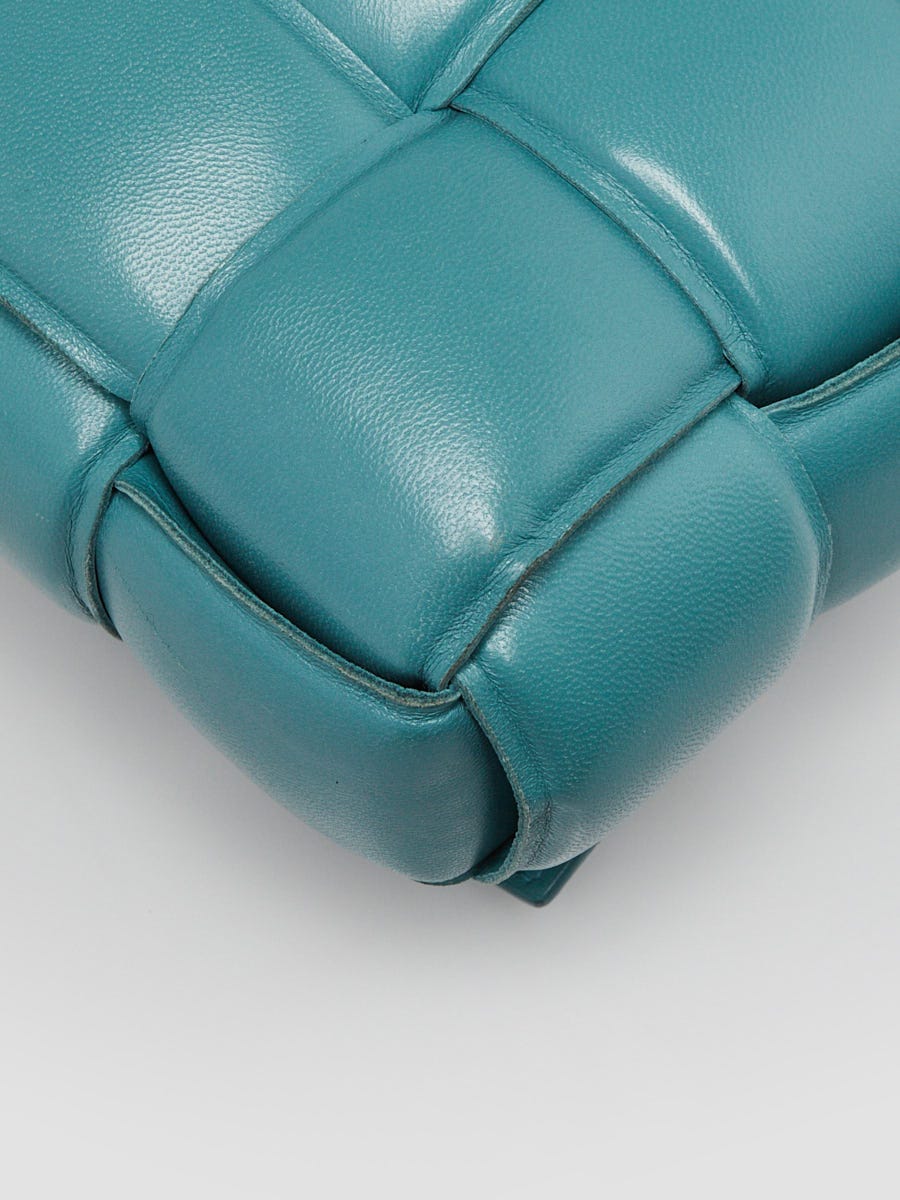 Bottega Veneta Teal Nappa Leather Maxi Weave Padded Cassette Bag