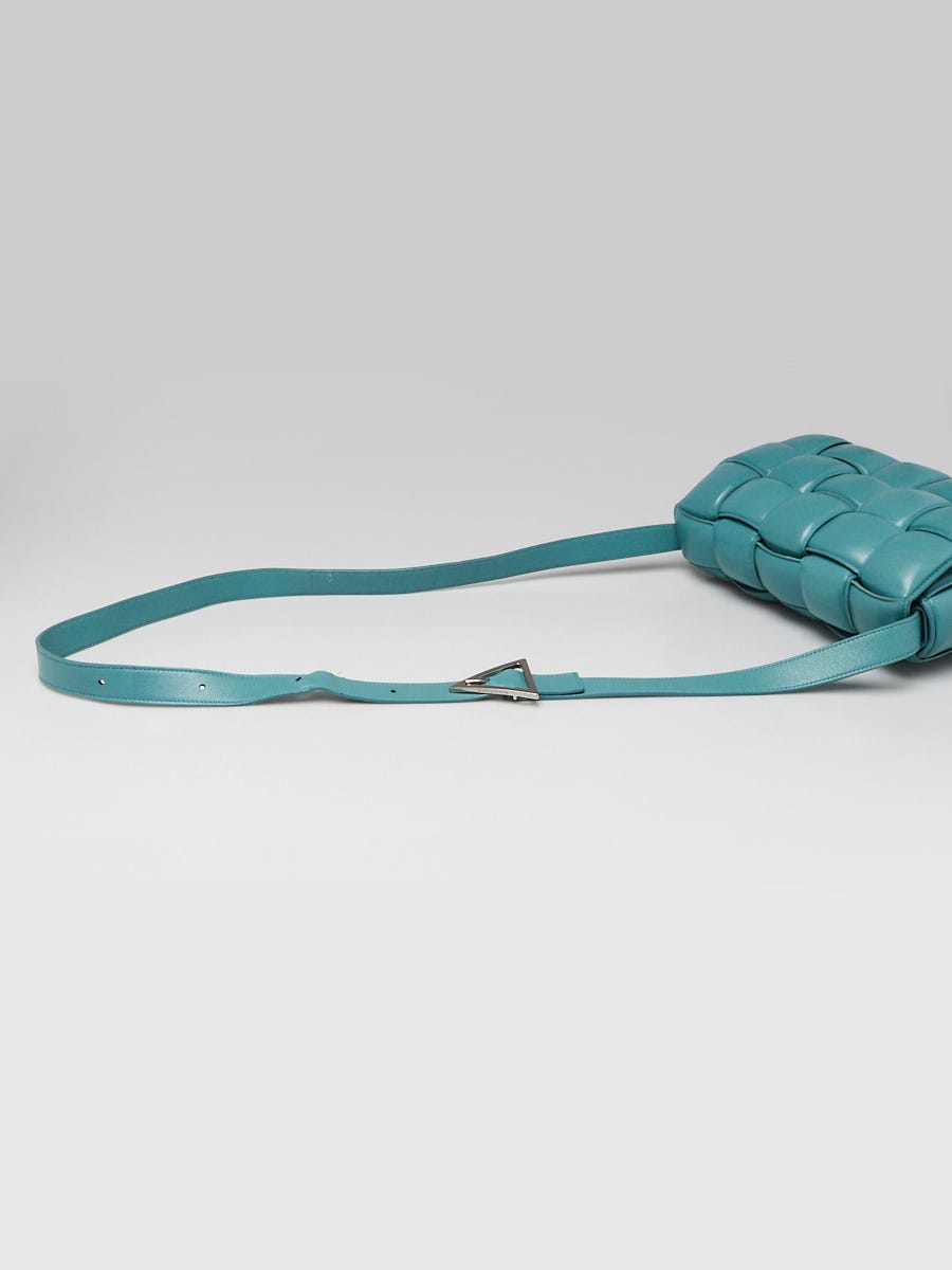 Bottega Veneta Teal Nappa Leather Maxi Weave Padded Cassette Bag