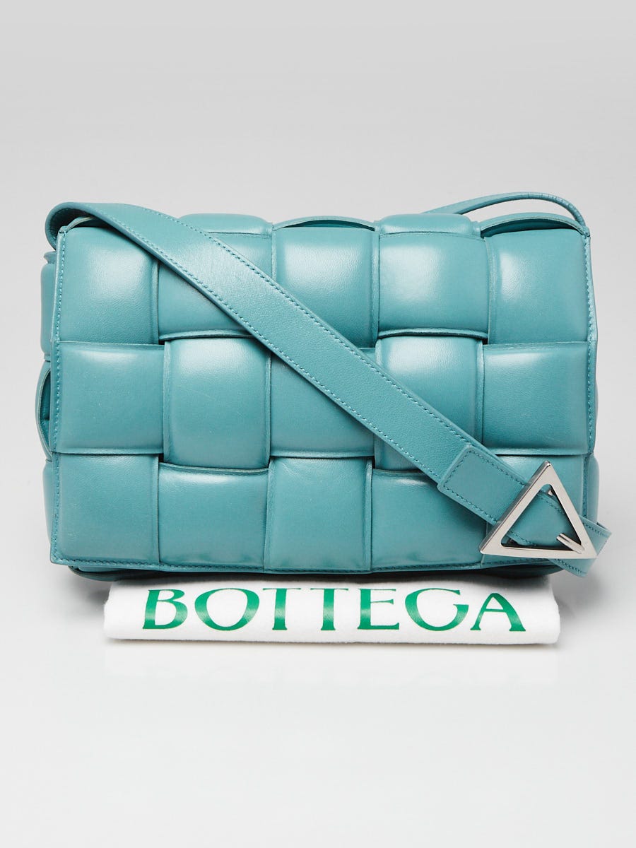 Bottega Veneta Teal Nappa Leather Maxi Weave Padded Cassette Bag