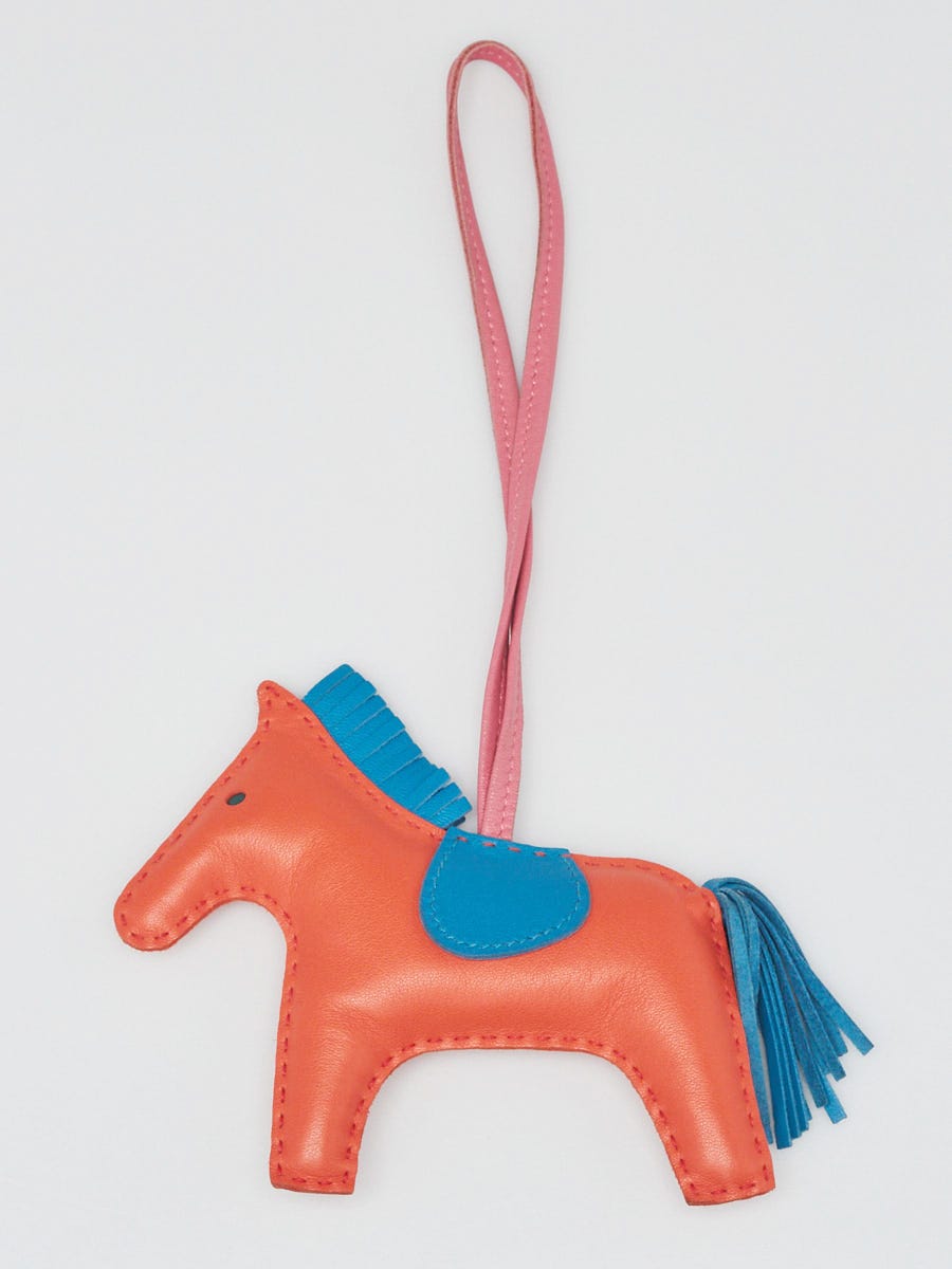 Hermes, Accessories, Hermes Rodeo Horse Bag Charm Mm Poppy Bluezanzibar