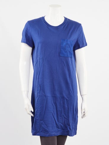 Hermes Bleu Outremer Cotton Embroidered Pocket Dress Size 40/8 | Yoogi's Closet Hermes Bleu Outremer Cotton Embroidered Pocket Dress Size 40/8 | Yoogi's Closet