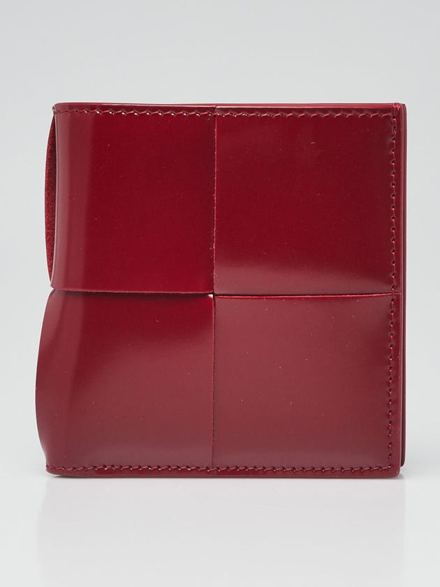 Bottega Veneta Dark Red Intrecciato Woven Calfskin Leather Oversized Slim Bi-Fold Wallet