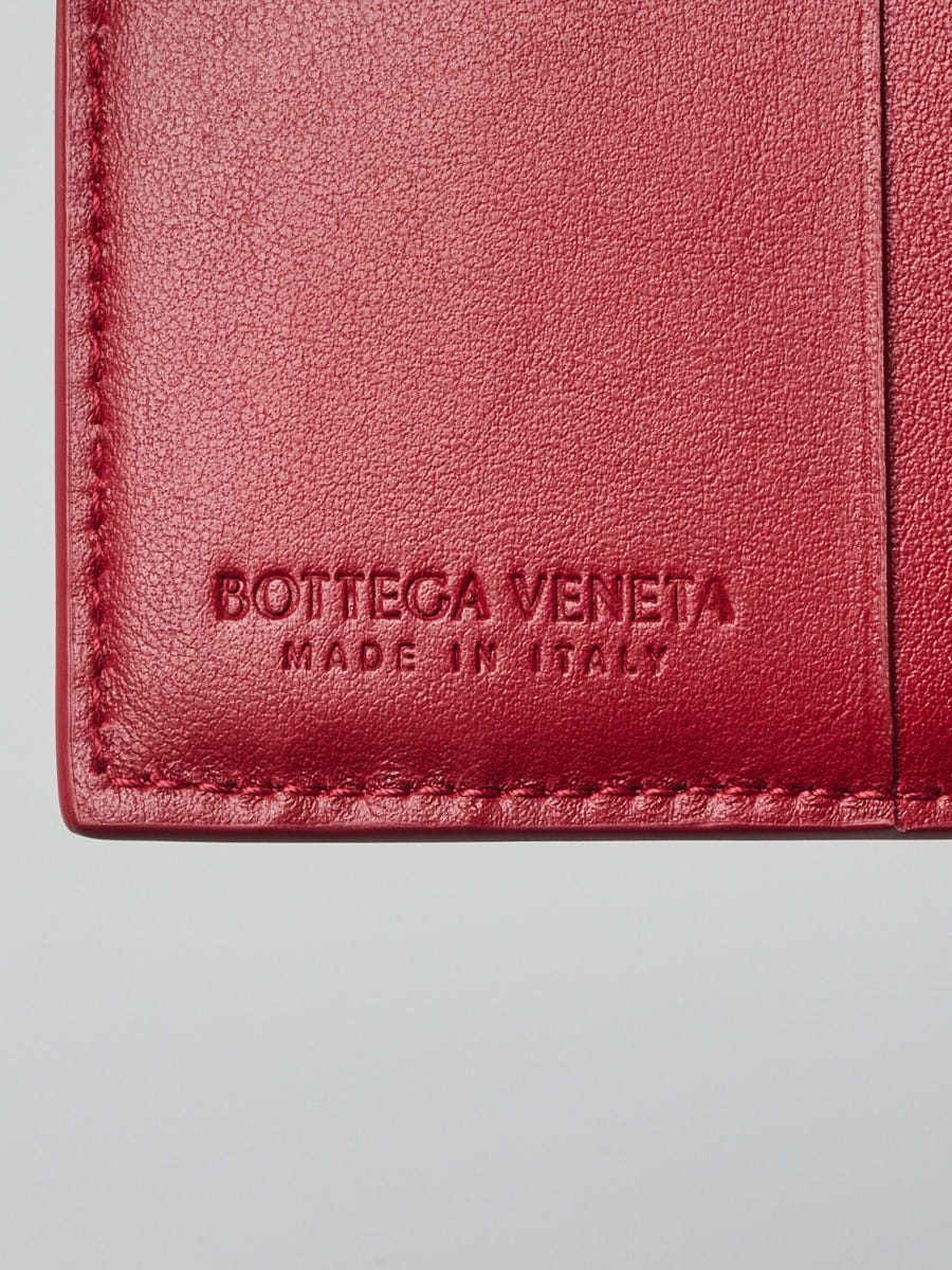 Bottega Veneta Intrecciato Leather Bifold Mens Wallet Red