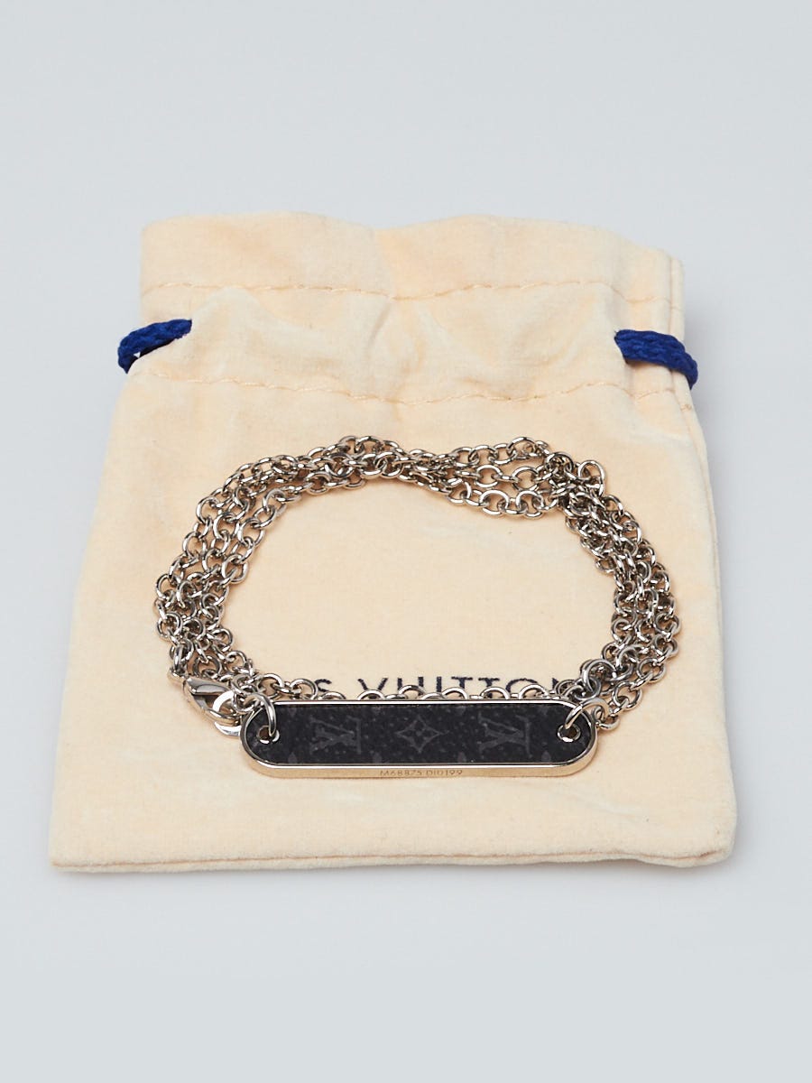 Louis Vuitton Silvertone Monogram Eclipse Pin Lock Necklace