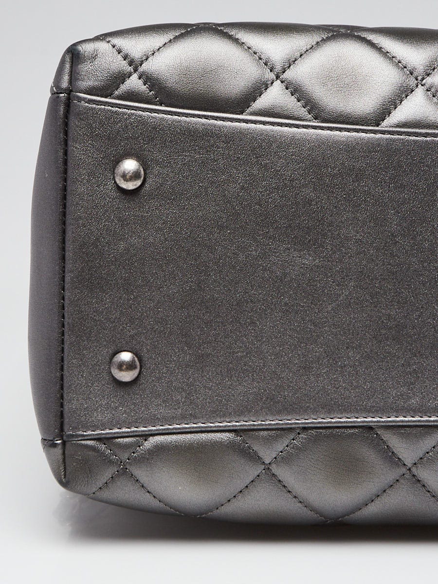 Chanel Grey Quilted Small Metallic Trendy CC Top Handle Flap Bag Ruthenium Hardware, 2015 (Very Good)