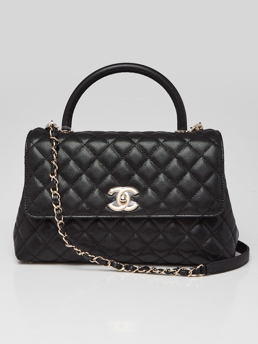 CHANEL 25S COCO CRUSH HANDLE BAG 19 IN BLACK CAVIAR LEATHER