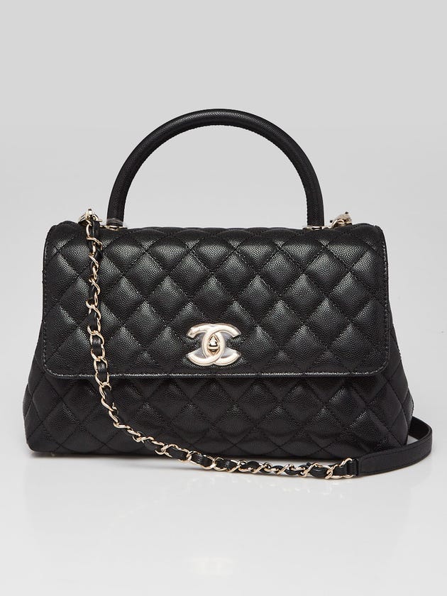 Chanel Black Quilted Caviar Leather Coco Top Handle