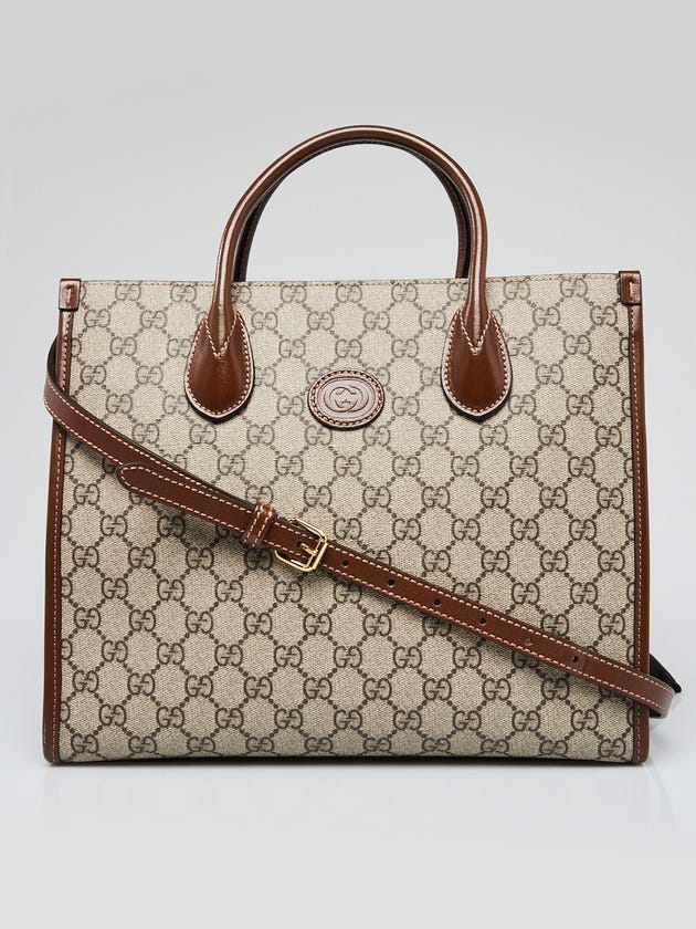 Gucci Beige/Ebony GG Supreme Canvas and Leather GG Small Tote Bag