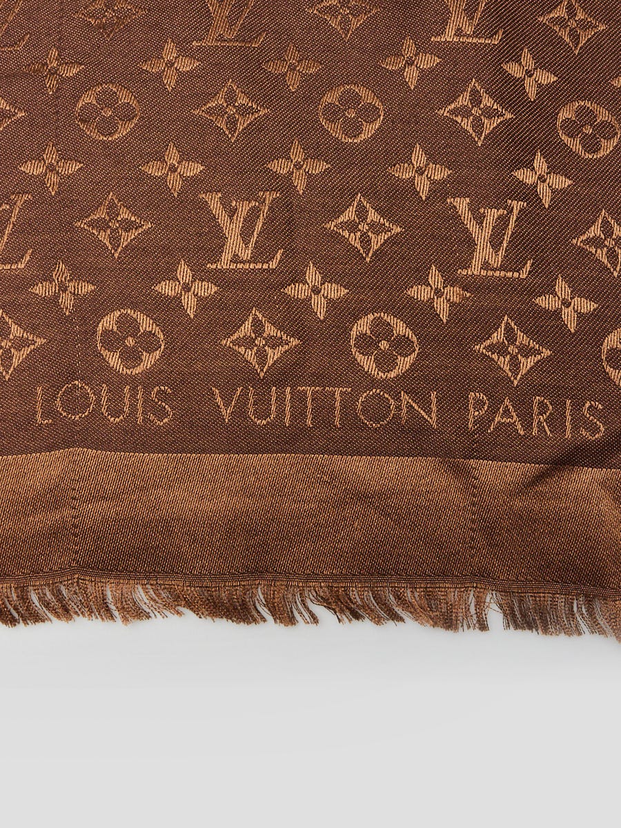 brown monogram shawl