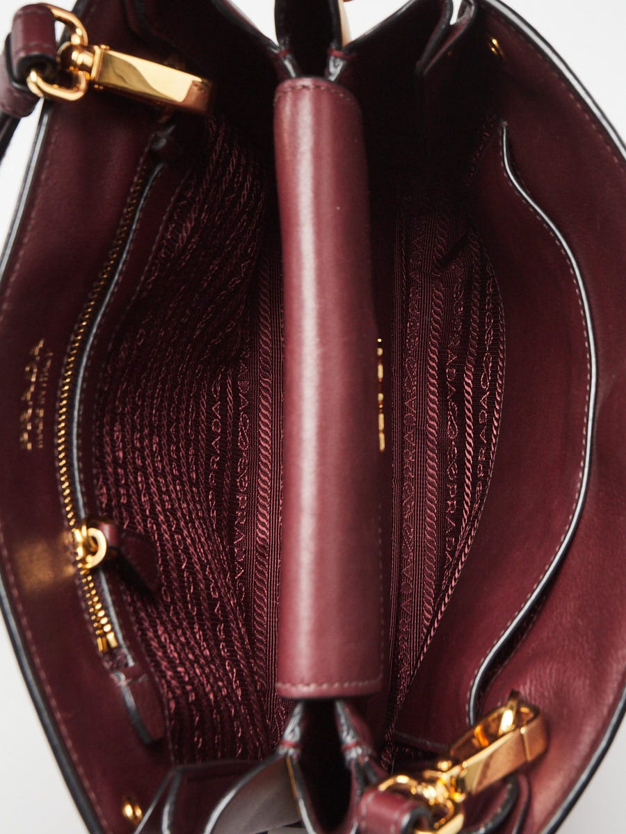 Prada Red/Burgundy Leather Color Block BIBLIOTHEQUE Shoulder Bag 1BC034