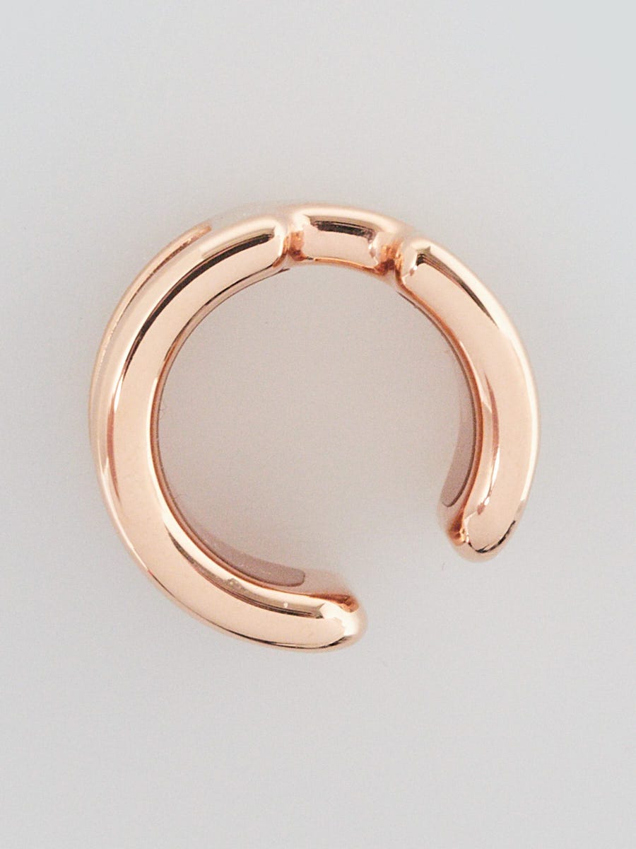 Hermes Blue Leather Rose Gold Plated Olympe Ear Cuff